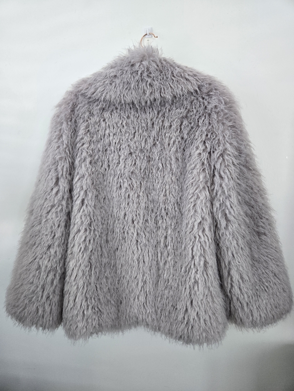 ET CLET Faux Fur Oversized Sailor Collar Coat Grey Size Medium/Large. - Picture 5 of 9